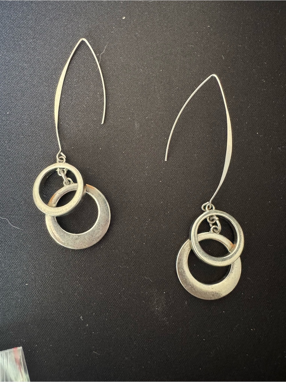 Sterling Silver Double Ring Dangle Earrings
